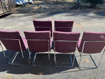 Milo Baughman Fantastic Set 6 Milo Baughman Thin Chrome Frame Dining Chair Mid Century Modern