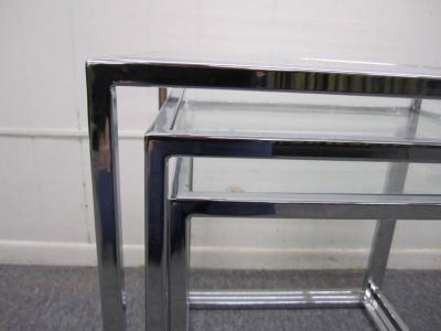 Milo Baughman Fantastic Set of Milo Baughman Chrome Nesting Tables Mid Century Modern