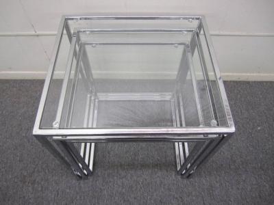 Milo Baughman Fantastic Set of Milo Baughman Chrome Nesting Tables Mid Century Modern