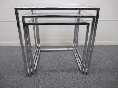 Milo Baughman Fantastic Set of Milo Baughman Chrome Nesting Tables Mid Century Modern