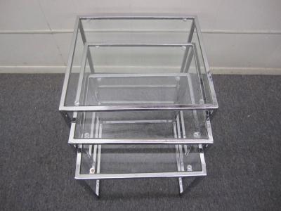 Milo Baughman Fantastic Set of Milo Baughman Chrome Nesting Tables Mid Century Modern