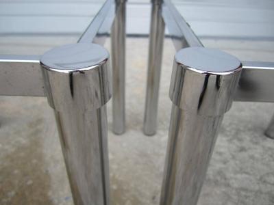 Milo Baughman Fun Set of Milo Baughman Style Square Chrome and Glass Stacking Nesting Tables
