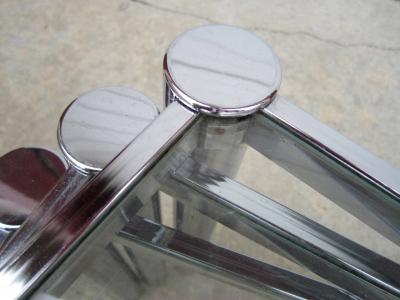 Milo Baughman Fun Set of Milo Baughman Style Square Chrome and Glass Stacking Nesting Tables