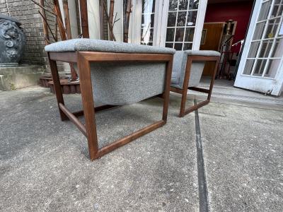 Milo Baughman GREAT SUITE OF SIX MODERN WALNUT SCULPTED CAGE CHAIRS BY MILO BAUGHMAN