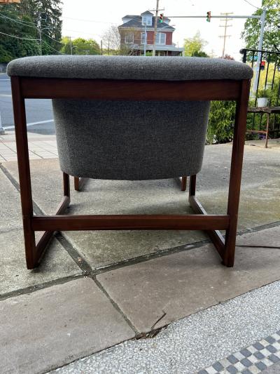 Milo Baughman GREAT SUITE OF SIX MODERN WALNUT SCULPTED CAGE CHAIRS BY MILO BAUGHMAN