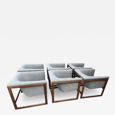 Milo Baughman GREAT SUITE OF SIX MODERN WALNUT SCULPTED CAGE CHAIRS BY MILO BAUGHMAN