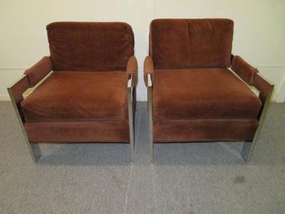 Milo Baughman Gorgeous Chunky Chrome Pair Milo Baughman Lounge Chairs Mid Century Modern