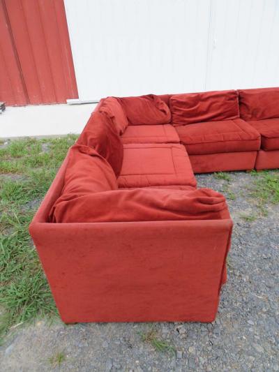 Milo Baughman Handsome 7 Piece Milo Baughman Style Sectional Sofa Mid Century Modern