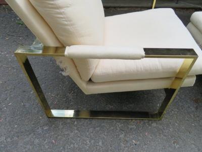 Milo Baughman Handsome Pair Milo Baughman Brass Cube Chairs Mid Century Modern