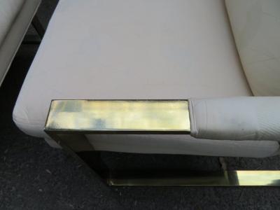 Milo Baughman Handsome Pair Milo Baughman Brass Cube Chairs Mid Century Modern