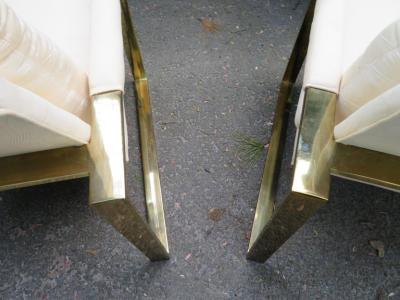 Milo Baughman Handsome Pair Milo Baughman Brass Cube Chairs Mid Century Modern