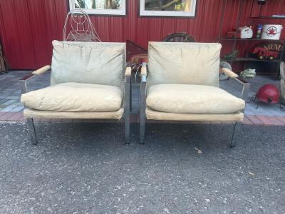 Milo Baughman Handsome Pair Milo Baughman Chrome Cube Chairs Mid Century Modern