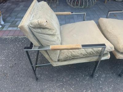 Milo Baughman Handsome Pair Milo Baughman Chrome Cube Chairs Mid Century Modern