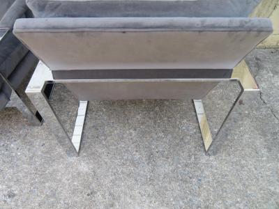 Milo Baughman Handsome Pair Signed Milo Baughman Thick Chrome Cube Lounge Chairs Midcentury