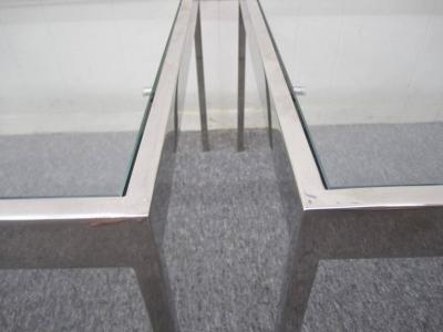 Milo Baughman Handsome Pair of Milo Baughman Chrome Square Side End Tables Mid century Modern