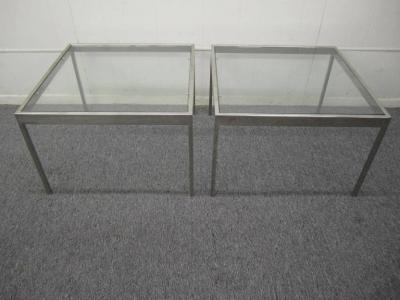 Milo Baughman Handsome Pair of Milo Baughman Chrome Square Side End Tables Mid century Modern