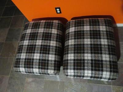 Milo Baughman Handsome Pair of Milo Baughman Style Chrome Leg Ottoman Stools