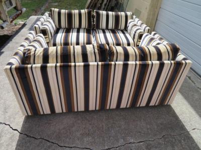 Milo Baughman Handsome Pair of Milo Baughman Style Tuxedo Loveseat Sofa Mid Century Modern