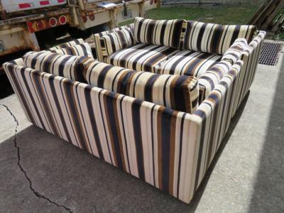 Milo Baughman Handsome Pair of Milo Baughman Style Tuxedo Loveseat Sofa Mid Century Modern