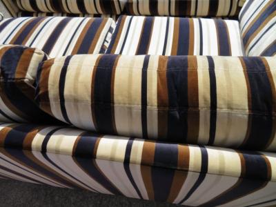 Milo Baughman Handsome Pair of Milo Baughman Style Tuxedo Loveseat Sofa Mid Century Modern