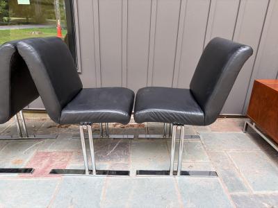 Milo Baughman Handsome Set 4 Milo Baughman Directional Chrome Dining Chair Mid Century Modern