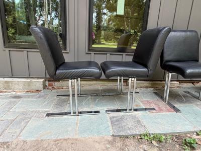 Milo Baughman Handsome Set 4 Milo Baughman Directional Chrome Dining Chair Mid Century Modern