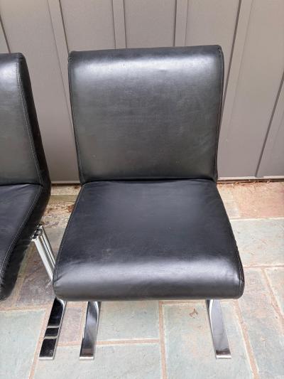 Milo Baughman Handsome Set 4 Milo Baughman Directional Chrome Dining Chair Mid Century Modern
