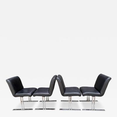 Milo Baughman Handsome Set 4 Milo Baughman Directional Chrome Dining Chair Mid Century Modern