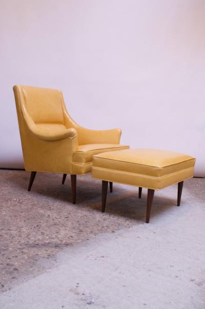 Milo Baughman Leather and Walnut Milo Baughman for James Inc Lounge Chair and Ottoman