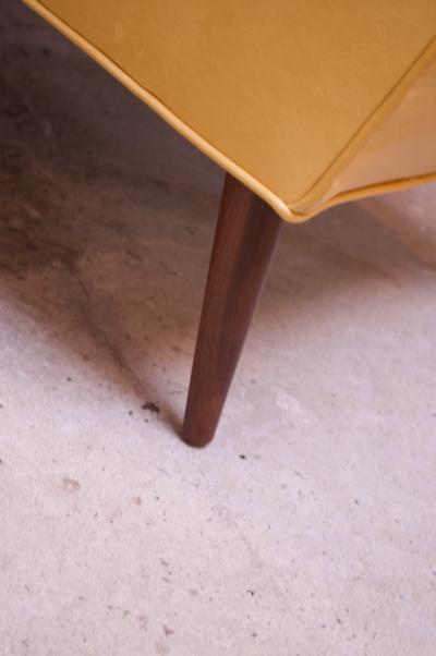 Milo Baughman Leather and Walnut Milo Baughman for James Inc Lounge Chair and Ottoman