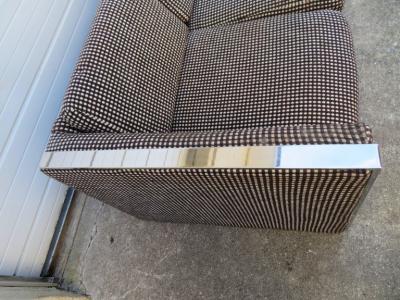Milo Baughman Lovely Chunky Chrome Milo Baughman Style Mid Century Modern Sofa