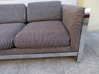 Milo Baughman Lovely Chunky Chrome Milo Baughman Style Mid Century Modern Sofa