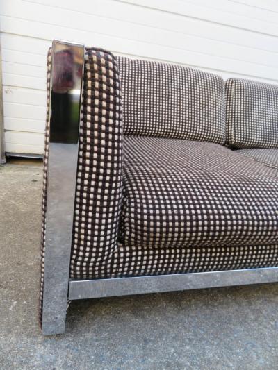 Milo Baughman Lovely Chunky Chrome Milo Baughman Style Mid Century Modern Sofa