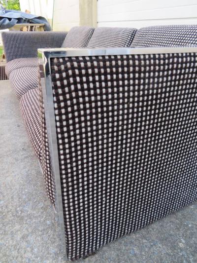 Milo Baughman Lovely Chunky Chrome Milo Baughman Style Mid Century Modern Sofa
