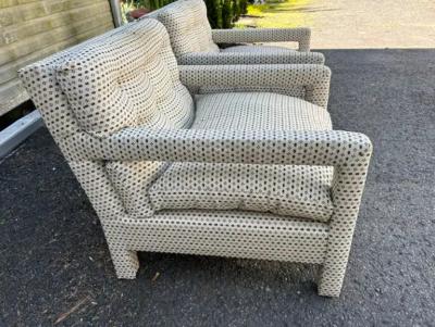 Milo Baughman Lovely Pair Milo Baughman Parson Upholstered Lounge Chairs Mid Century Modern