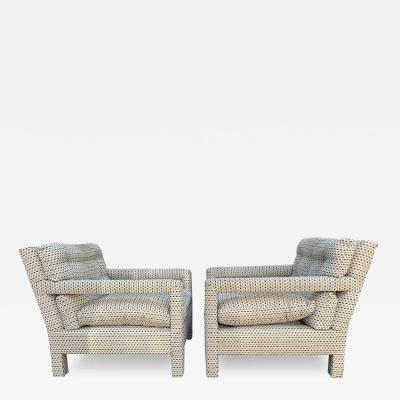 Milo Baughman Lovely Pair Milo Baughman Parson Upholstered Lounge Chairs Mid Century Modern