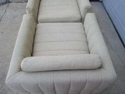Milo Baughman Lovely Pair of Channel Tufted Milo Baughman Cube Chairs Chrome Base Mid Century
