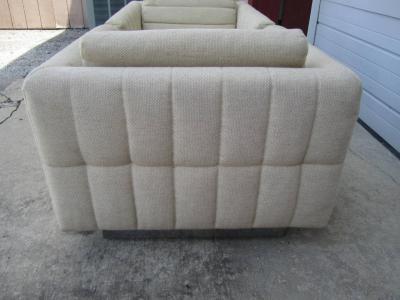 Milo Baughman Lovely Pair of Channel Tufted Milo Baughman Cube Chairs Chrome Base Mid Century