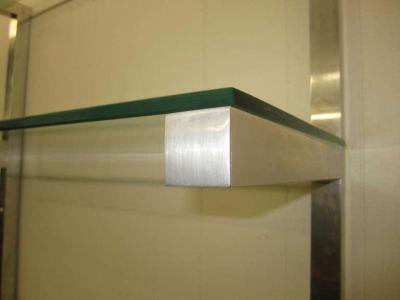 Milo Baughman Lovely Pair of Floating Aluminum and Glass Shelves Etagere Mid century Modern