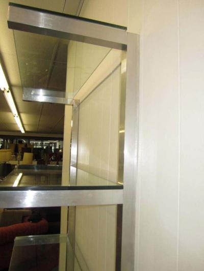 Milo Baughman Lovely Pair of Floating Aluminum and Glass Shelves Etagere Mid century Modern