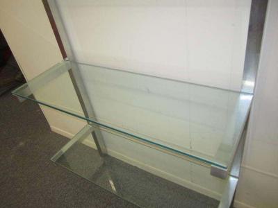 Milo Baughman Lovely Pair of Floating Aluminum and Glass Shelves Etagere Mid century Modern