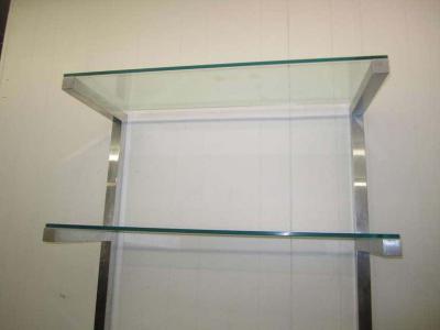 Milo Baughman Lovely Pair of Floating Aluminum and Glass Shelves Etagere Mid century Modern
