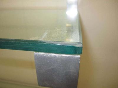 Milo Baughman Lovely Pair of Floating Aluminum and Glass Shelves Etagere Mid century Modern