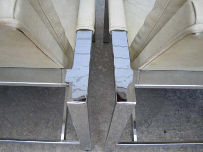 Milo Baughman Lovely Pair of Milo Baughman Chrome Cube Chairs Mid Century Modern