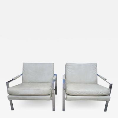 Milo Baughman Lovely Pair of Milo Baughman Chrome Cube Chairs Mid Century Modern