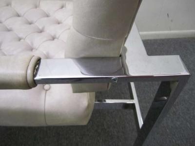 Milo Baughman Lovely Pair of Milo Baughman Thayer Coggin Tufted Chrome Lounge Chairs
