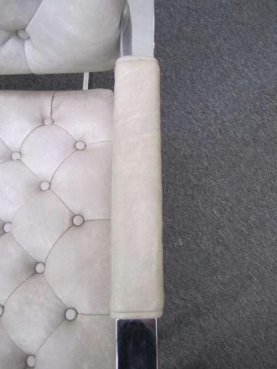 Milo Baughman Lovely Pair of Milo Baughman Thayer Coggin Tufted Chrome Lounge Chairs