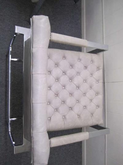 Milo Baughman Lovely Pair of Milo Baughman Thayer Coggin Tufted Chrome Lounge Chairs
