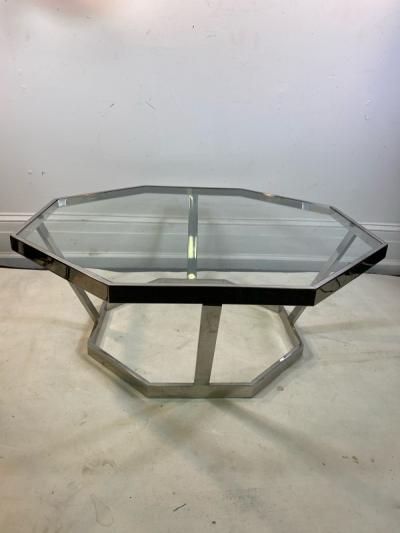 Milo Baughman MILO BAUGHMAN CHROME AND GLASS OCTAGONAL COFFEE TABLE