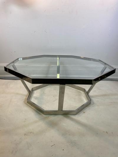 Milo Baughman MILO BAUGHMAN CHROME AND GLASS OCTAGONAL COFFEE TABLE